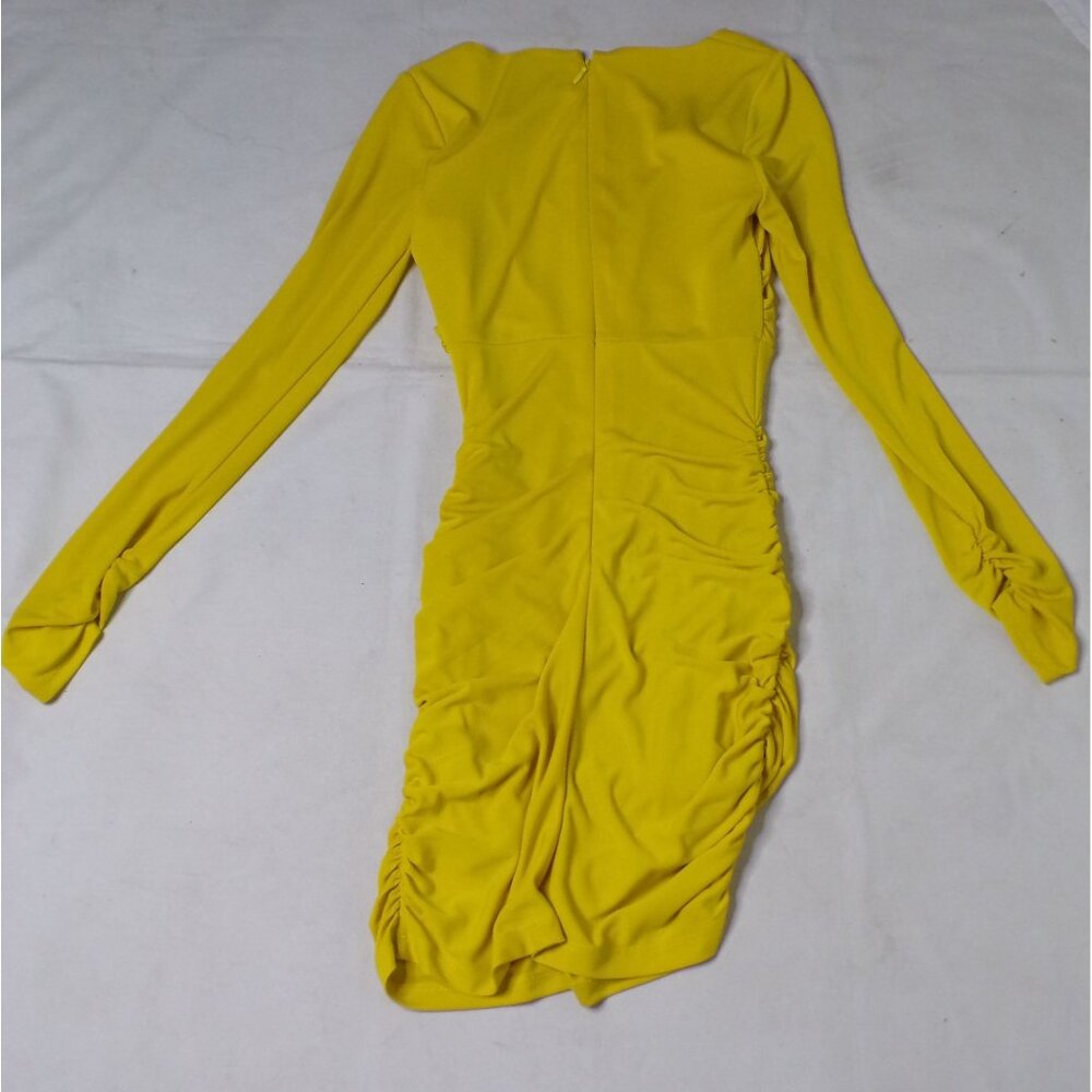 🆕 Cinq à Sept Miah Ruched Jersey Mini Dress Yellow 10 - Picture 8 of 10